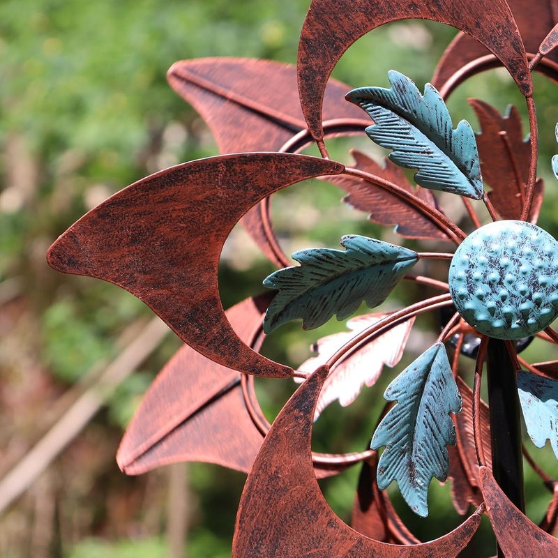 LERFUGI 360 Degrees Metal Swivel Classical Two-Color Windmill Large Wind Spinner for Patio Lawn Outdoor Yard Lawn Garden 70x20 Inches - Image 4